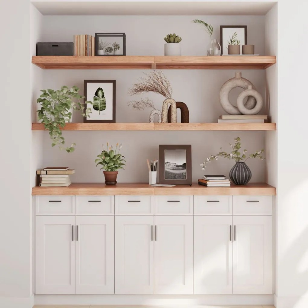 világosbarna kezelt tömör tölgyfa fali polc 180 x 60 x (2-6) cm