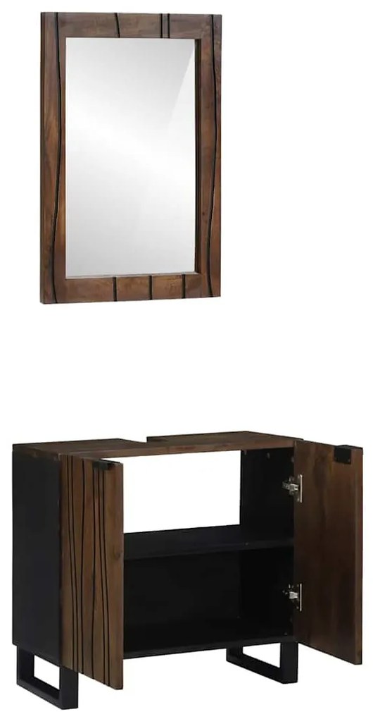 Fürdőszoba bútor szett polcokkal 2 pcs Dióbarna 62 x 33 x 58 cm