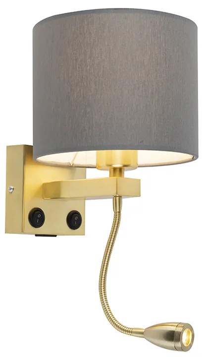 Art Deco fali lámpa arany színben, USB-vel és szürke búrával - Brescia