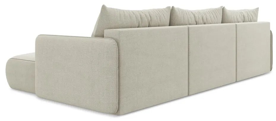 Krémszínű kinyitható-tárolóhelyes sarokkanapé Nanea – Makamii