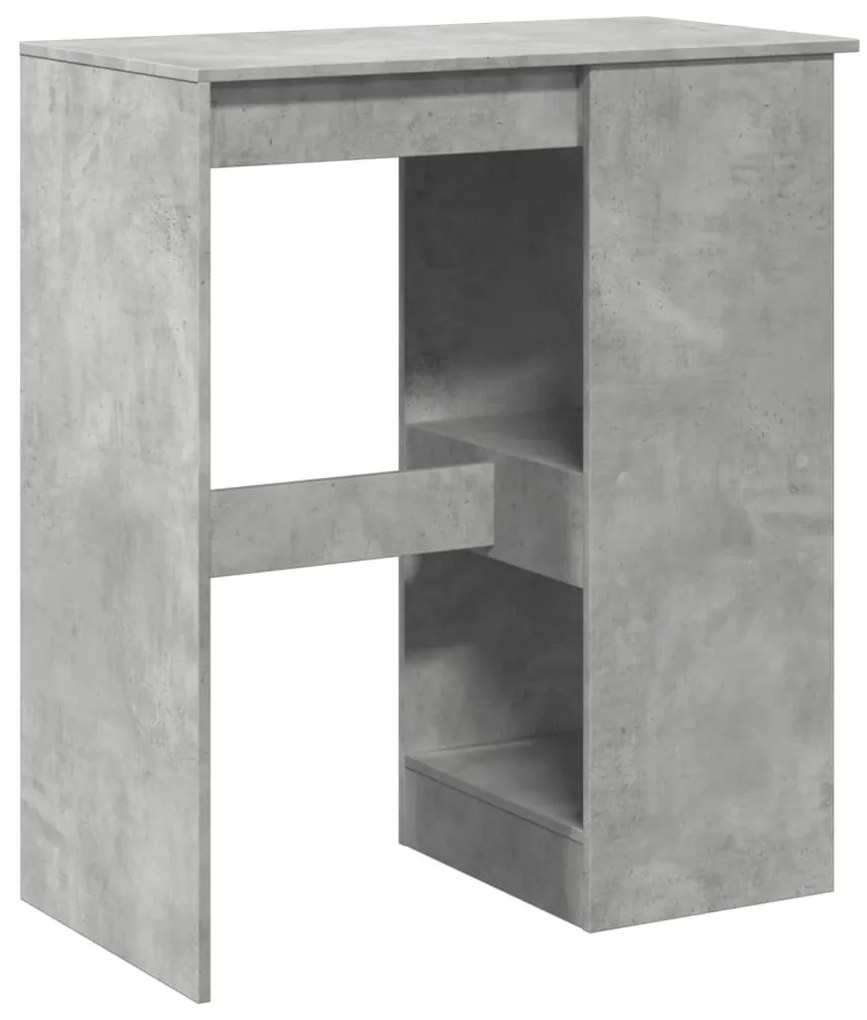 betonszürke szerelt fa bárasztal tárolókkal 90x47,5x103,5 cm