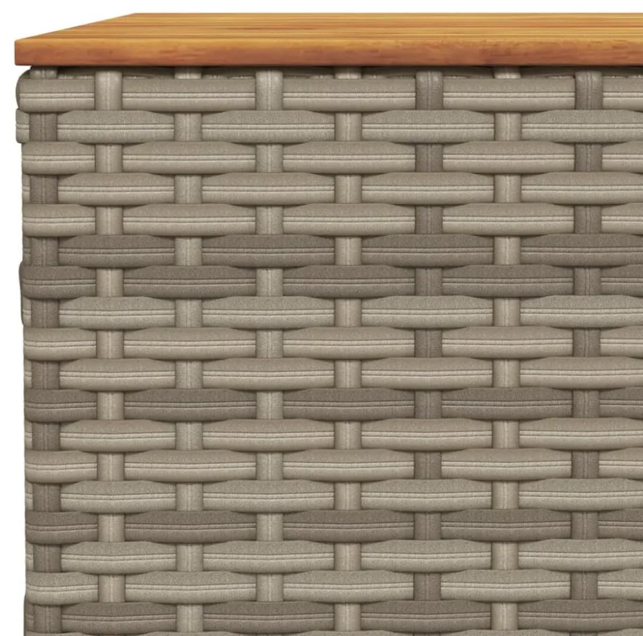 szürke polyrattan és akácfa kerti asztal 55 x 55 x 36 cm