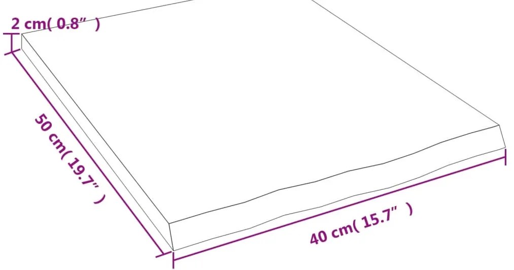 világosbarna kezelt tömör fa fürdőszobai pult 40x50x2 cm