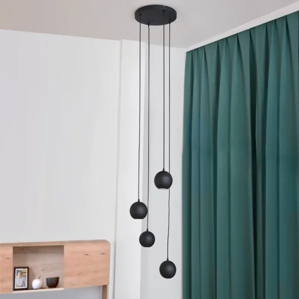 LED Csillár zsinóron MIDWAY 4xGU10/4,8W/230V fekete