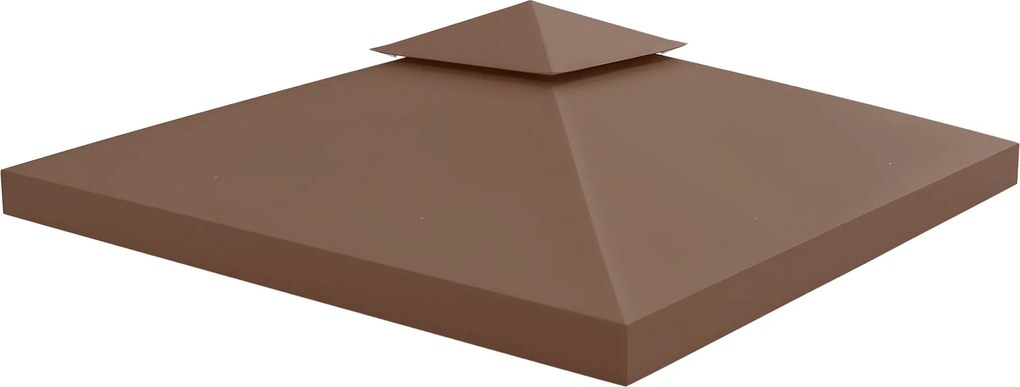 Outsunny Pavilon Csere Tető 3x3m Esővédő Pavilon Tető Fém Pavilonhoz, Csere Tető Kerti Pavilonhoz, Party Sátor, Kerti Sátra Polyester Kávé színben | A