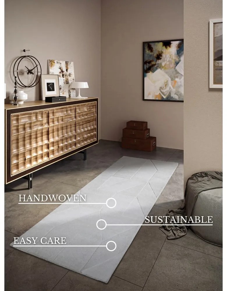 Krémszínű kézi szövésű gyapjú futószőnyeg 80x250 cm Ursule – Villeroy&amp;Boch