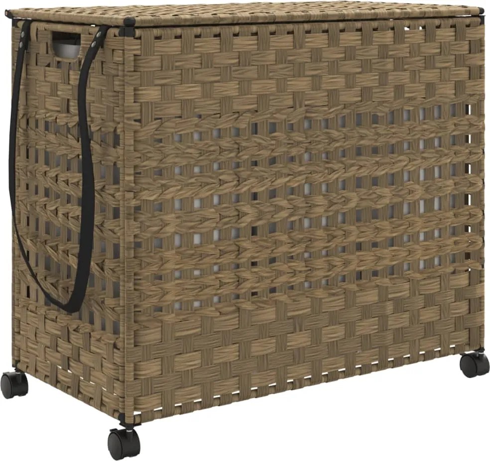 vidaXL rattan szennyeskosár kerekekkel 66x35x60 cm