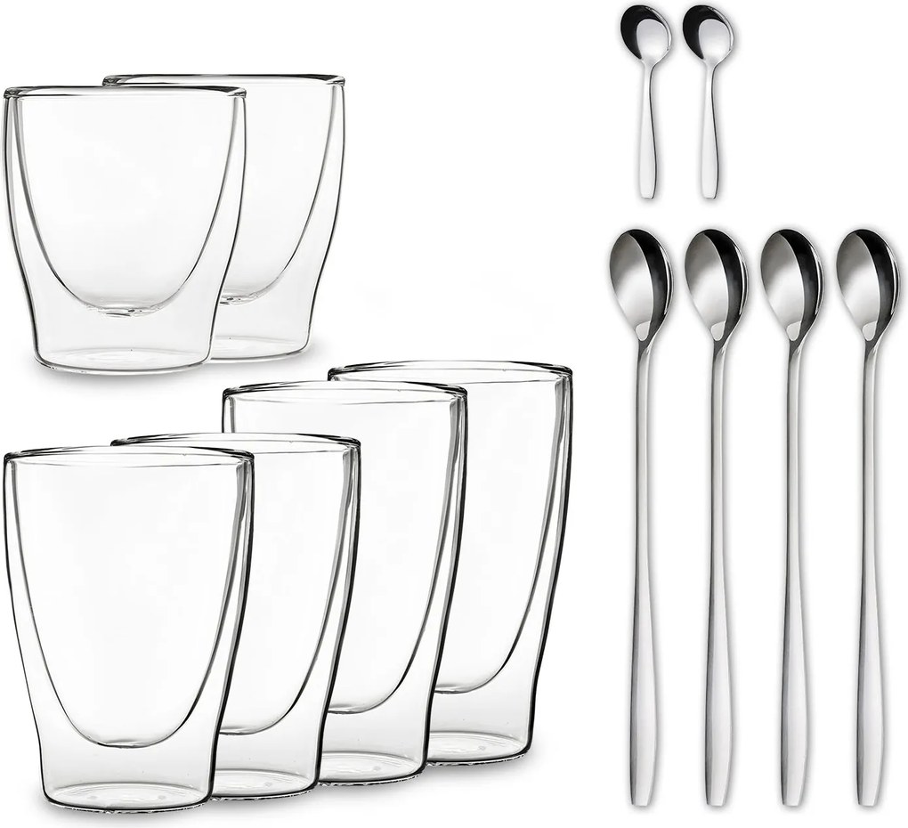 Feelino DUOS, duplafalú poharak, 2 x 80, 310, 400 ml, kanállal