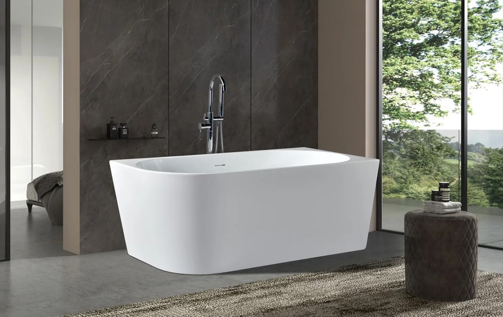 Erga Zara, sarok szabadon álló kád 150x75 cm + leeresztő csavar, jobb, fehér fényes, ERG-Zara-150075R-WH-WH