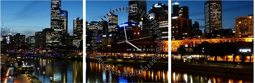 Éjszaka Melbourne-ben (órával) (90x30 cm)