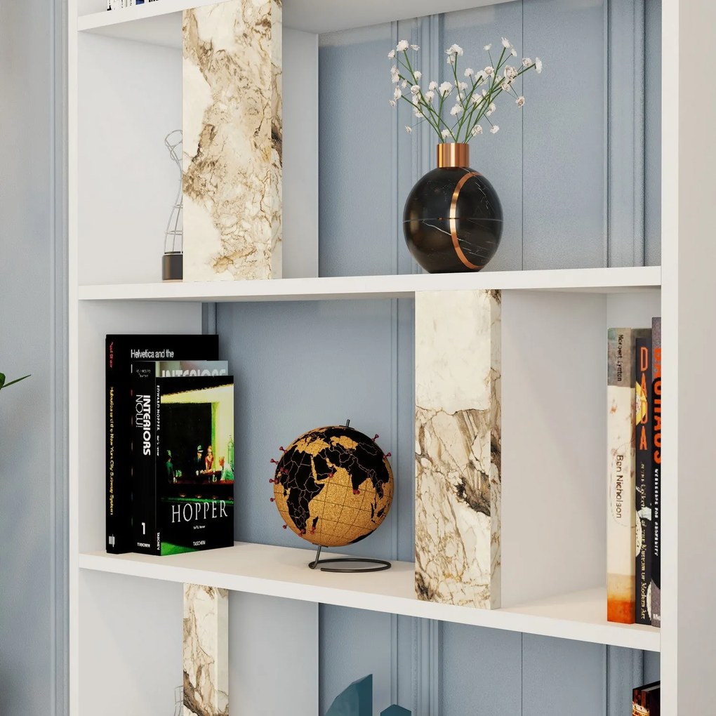 Könyvespolc Lima - Fehér Marble
