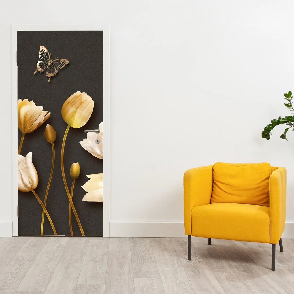 Fotótapéta ajtóra - Tulipánok, absztrakt (95x205cm)