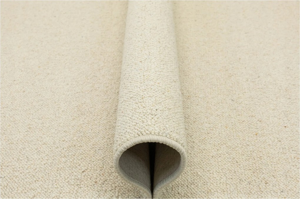 Gyapjú Szőnyeg Hálószobába Krémszínű Vastag Szövésű Nelson Filc 200x250 cm