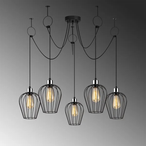 Csillár zsinóron TEL 5xE27/40W/230V pók