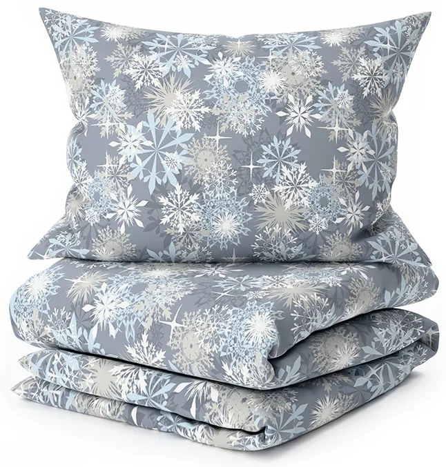 SNOWFLAKE kékesszürke mikroszálas flanel ágyneműhuzat Ágyneműhuzat mérete: 70 x 90 cm | 140 x 220 cm