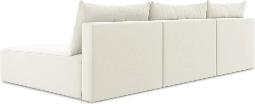 Krémszínű bársony kinyitható-tárolóhelyes (U alakú) sarokkanapé Kalena – Makamii
