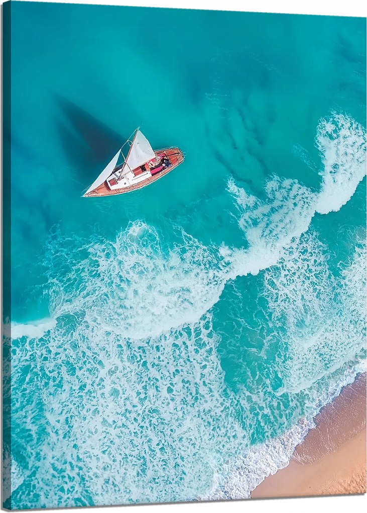 Vászonkép Vitorlás Hullámok Homokpart 50x70 cm Ideális ajándék