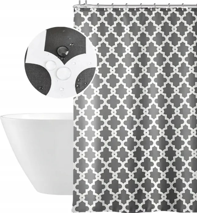 Fürdőszobai zuhanyfüggöny kádhoz akasztók 180x180 Peva