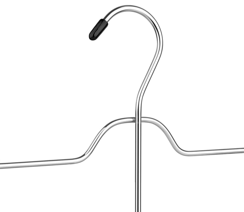 Helytakarékos 4 szintes fém nadrágakasztó 8 db készlet, 32 cm, ezüst és fekete