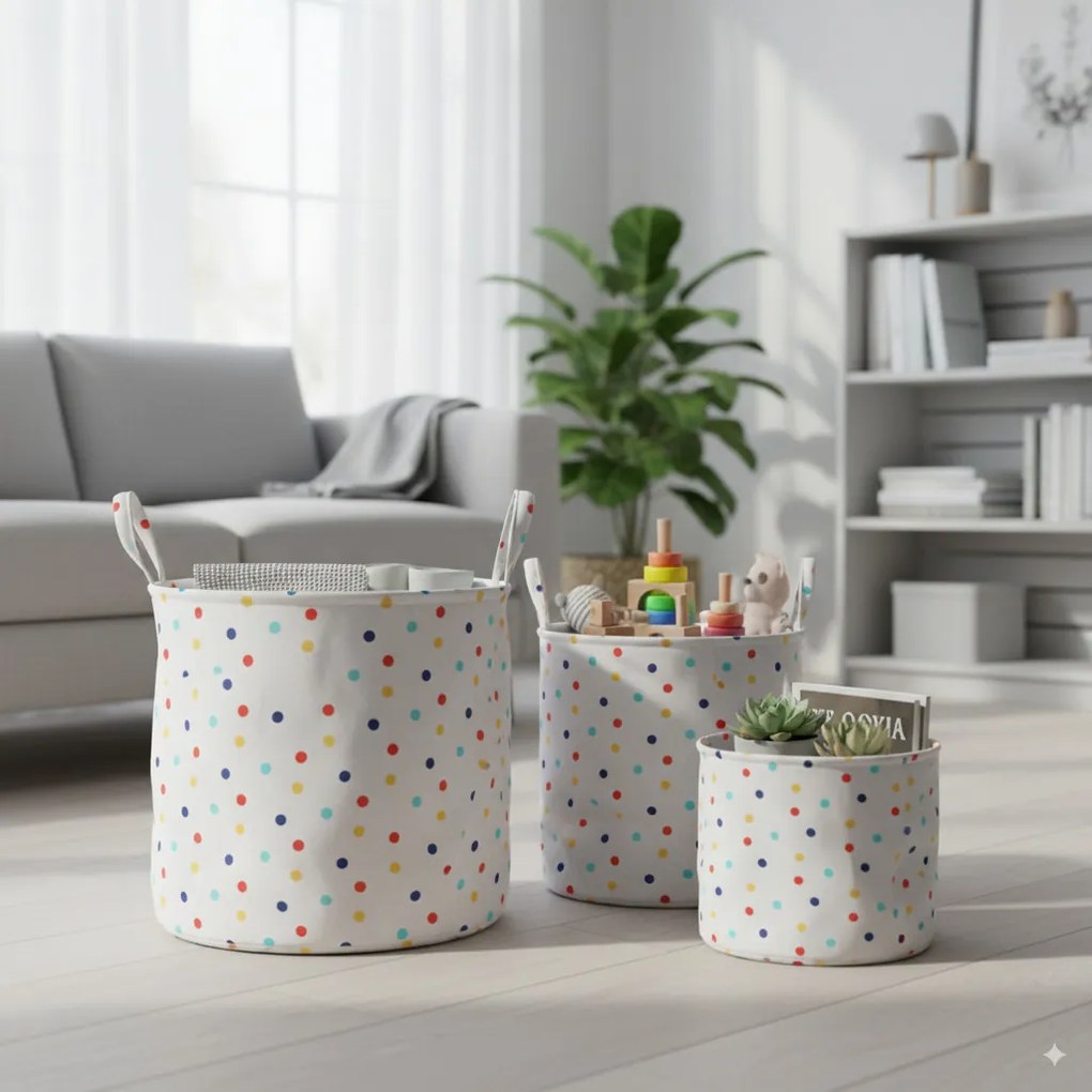 Pöttyös tároló kosár 25 x 30 cm - s méret