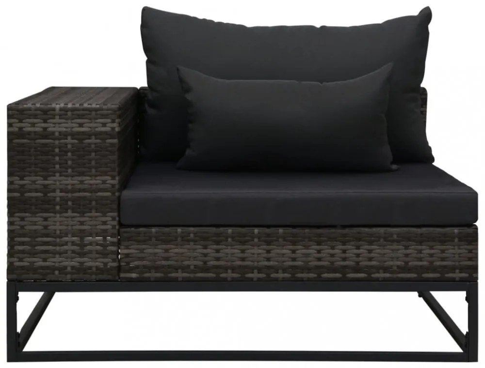 5 részes szürke polyrattan kerti bútorszett párnákkal