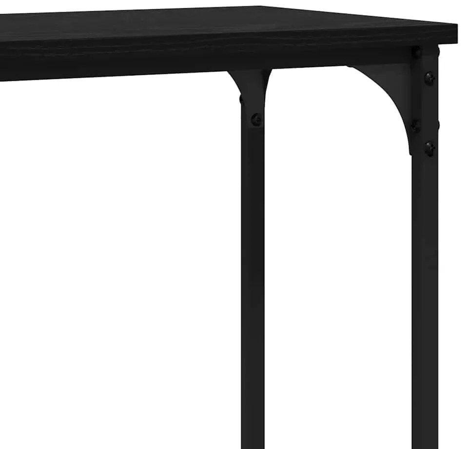 Konzolasztal polcokkal Musta tammi 160 x 29 x 80 cm Faanyag