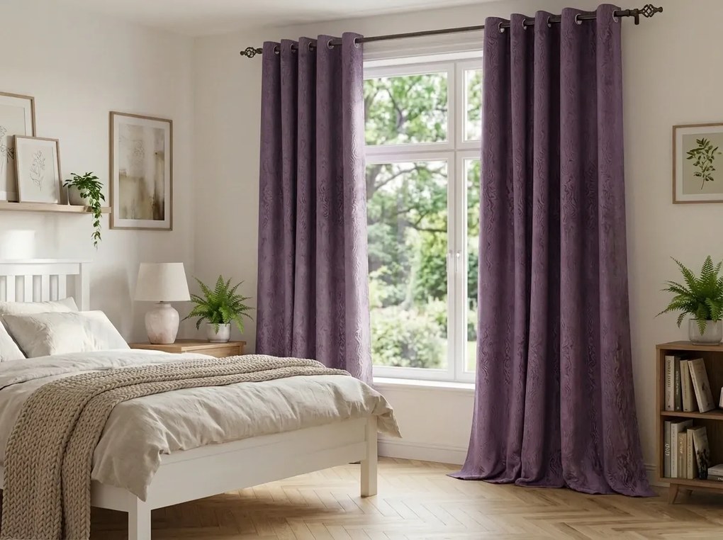 Sötétítő függöny DUNES VELVET 140x250 cm, lila Felfüggesztés: Fém gyűrűk