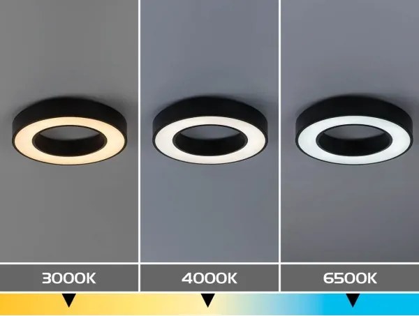 Rabalux 71360 - CIRANO LED mennyezeti lámpa, 24W, 230V, választható színhőmérséklet: 3000/4000/6500K, átm. 40 cm, fekete