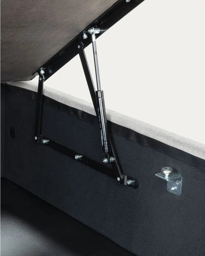 Szürke kárpitozott ágyneműtartós franciaágy 140x190 cm Matters – Kave Home