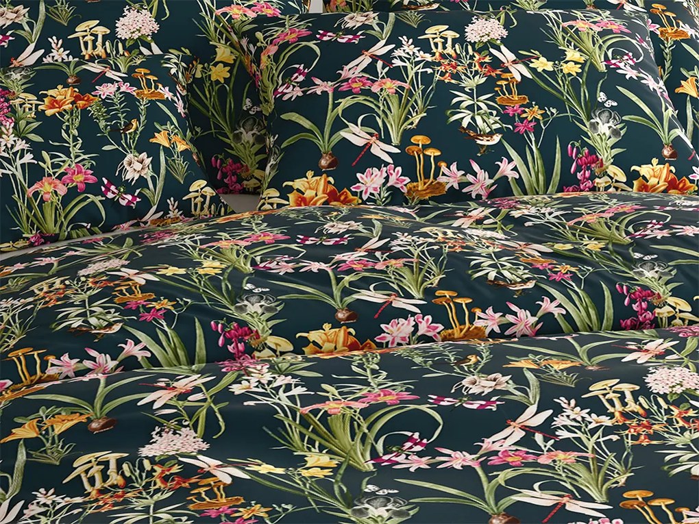Pamut ágynemű MYSTIC GARDEN sötétzöld Ágyneműhuzat mérete: 70 x 90 cm | 140 x 200 cm