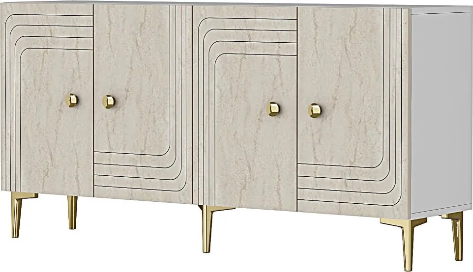 Lessi 150 - White, Travertine, Gold