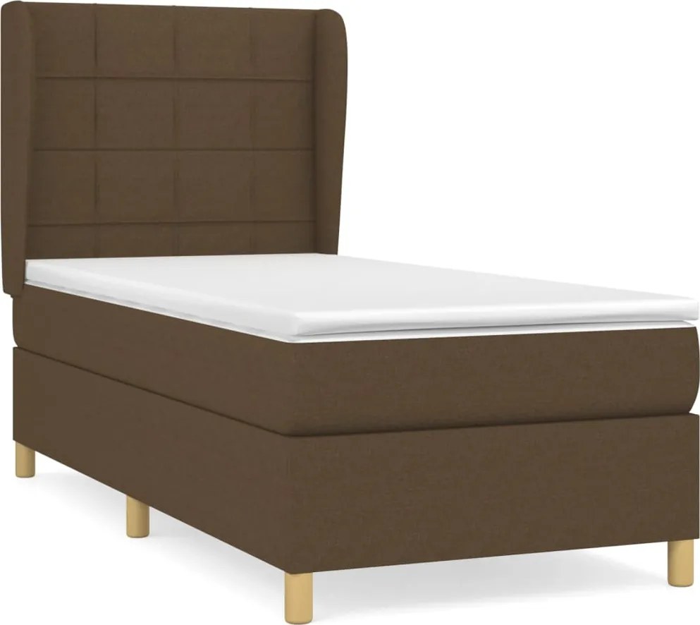 vidaXL sötétbarna szövet rugós ágy matraccal 80 x 200 cm