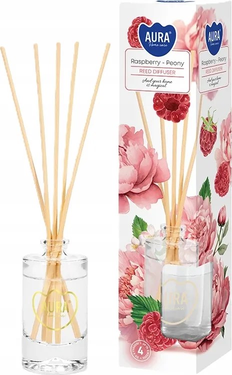 Aroma diffúzor pálcikákkal||AURA|~4 hét| Málna Bazsarózsa
