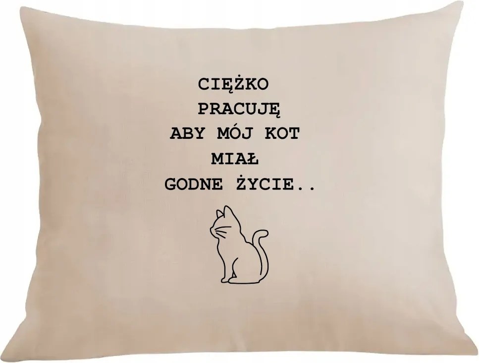 Vicces párnahuzat Keményen dolgozom a Macskának