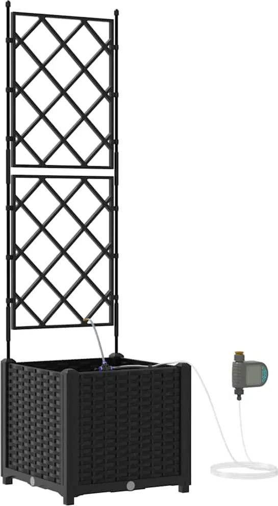 vidaXL Kerti cserép Fekete 40 x 40 x 142 cm Acél