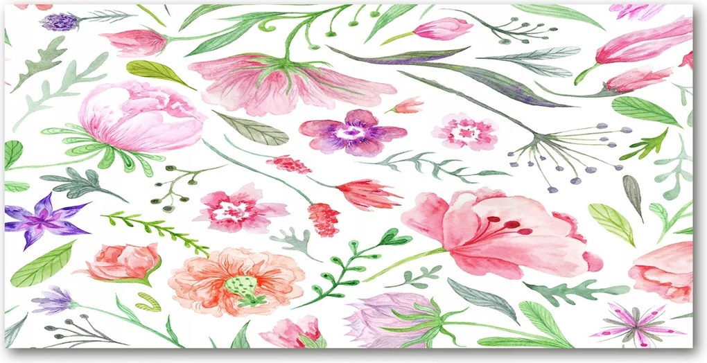 Konyhai panel Virágos mintás 140x70 cm Ragasztó