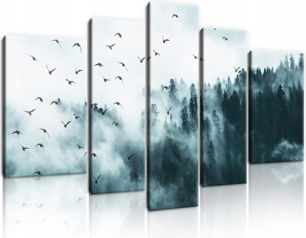 Vászonkép 5 Részes Erdő A Ködben Nagy Vászon Fal Nappali Hálószoba 170x100