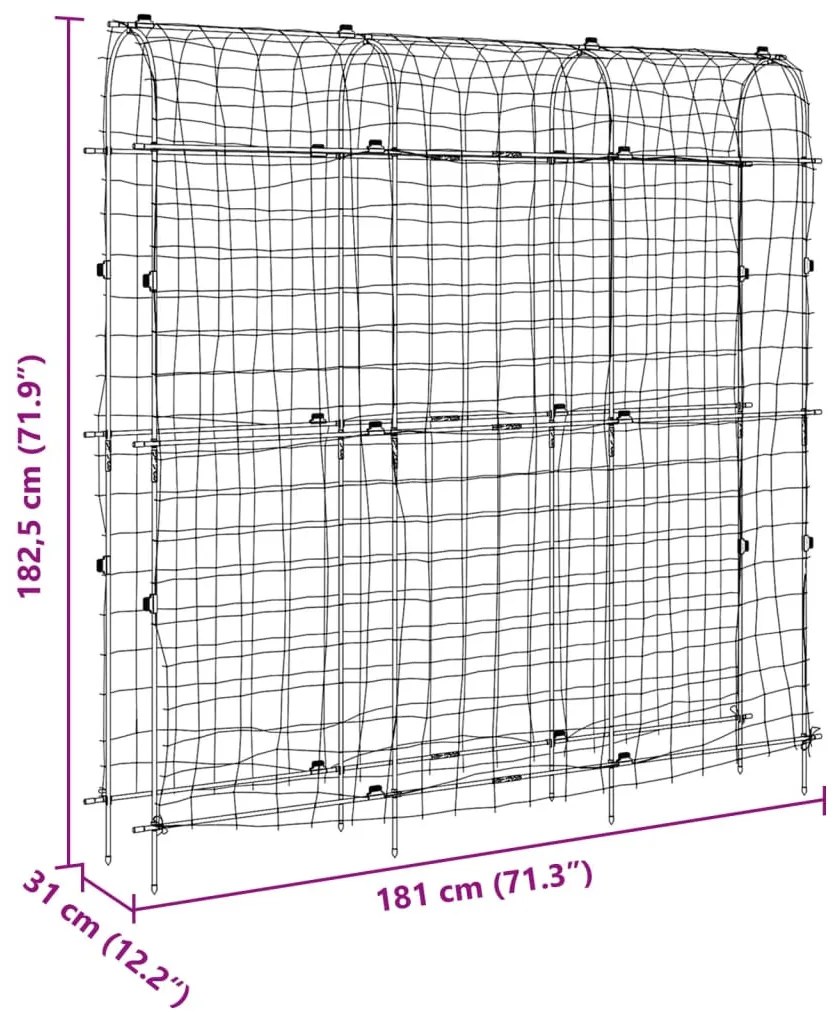 acél U-alakú kerti rács kúszónövényekhez 181 x 31 x 182,5 cm