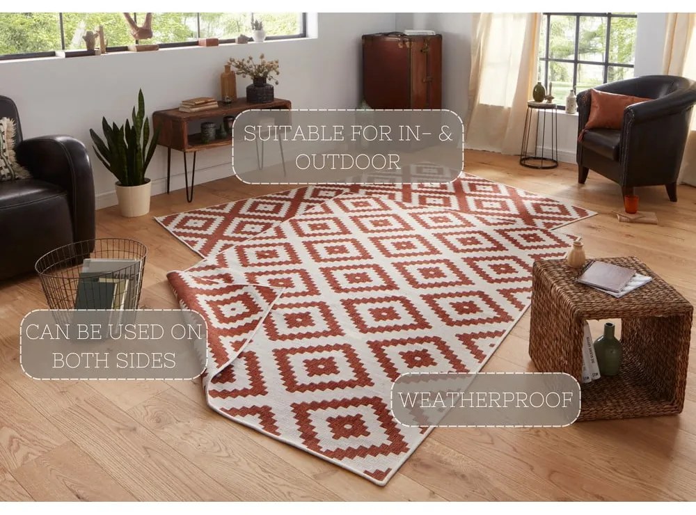 Malta barna-krémszínű kültéri szőnyeg, 80 x 150 cm - NORTHRUGS