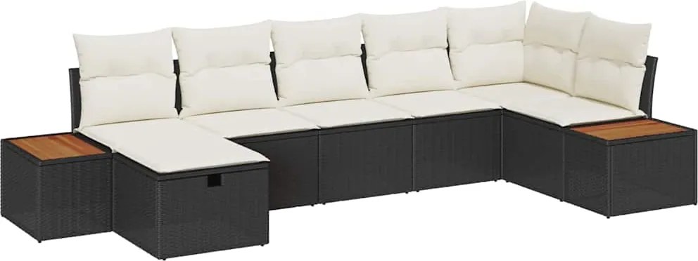 vidaXL Kerti Kanapé Szett párnával 8 pcs Fekete polirattan