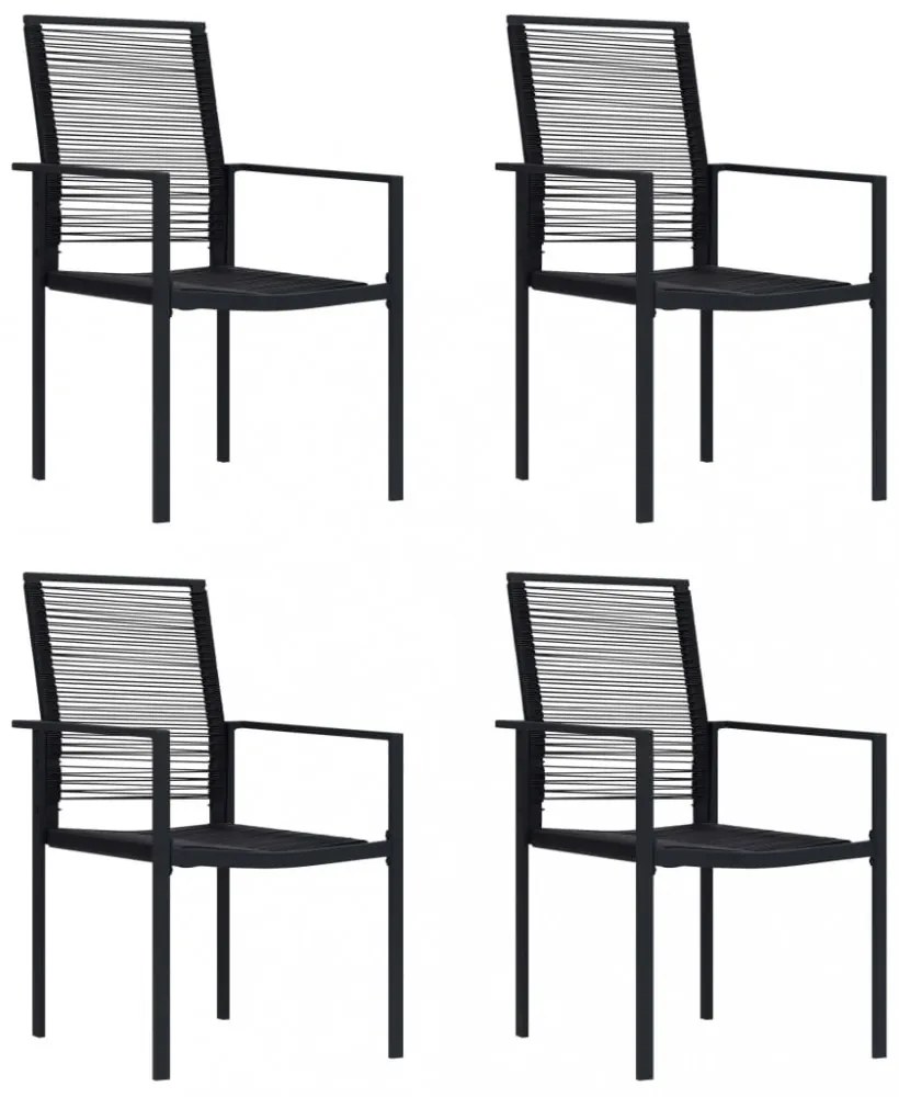 4 db fekete PVC rattan kerti szék