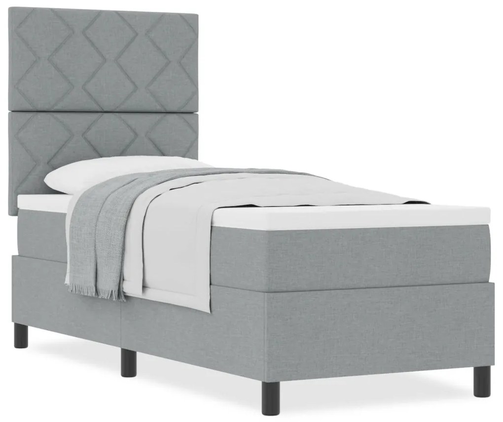 Box Spring Ágy Matresszel Világosszürke 80x200 cm Textil