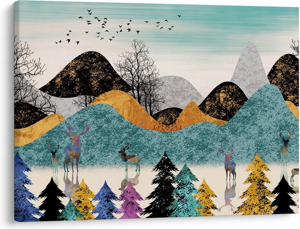 Grafikus kép szarvas (70x50 cm)