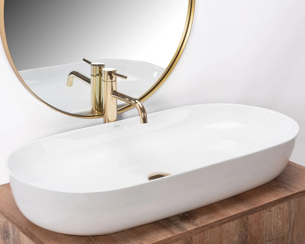 Rea Cleo, asztali mosogató 810x410x135 mm, fehér fényes, REA-U0563