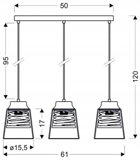 Csillár zsinóron FRESNO 3xE27/60W/230V