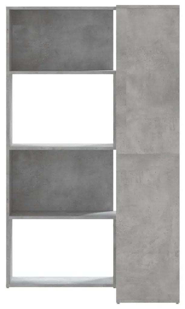 4 szintes betonszürke szerelt fa sarokkönyvespolc 85x85x140 cm
