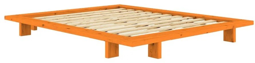 Narancssárga borovi fenyő franciaágy ágytámla nélkül, ágyráccsal 140x200 cm Japan – Karup Design