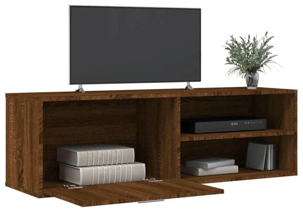 barna tölgyszínű szerelt fa TV-szekrény 120 x 34 x 37 cm