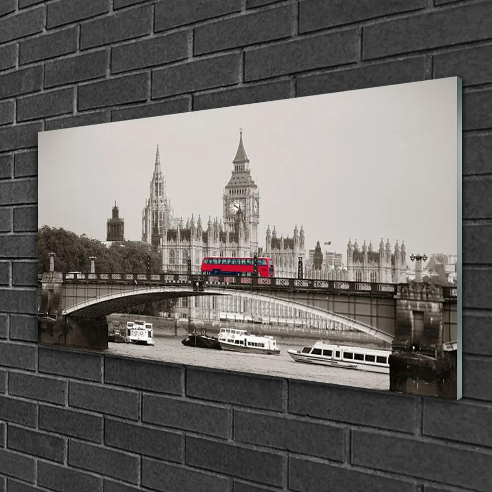 Modern üvegkép London Bridge, Big Ben 100x50 cm