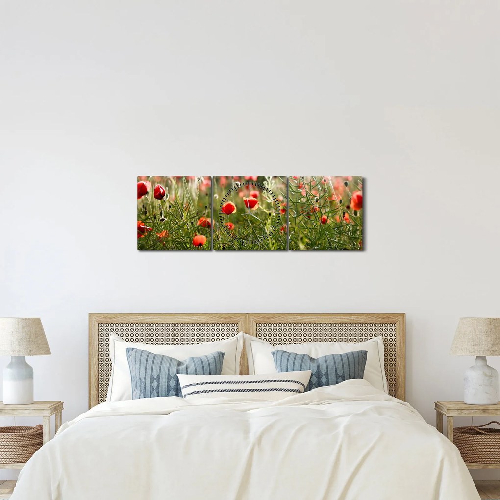 Pipacsok képe (órával) (90x30 cm)
